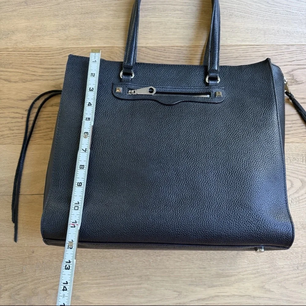 Rebecca Minkoff ‘Always On Side’ Black Leather Tote Bag Zip Shoulder Carryall